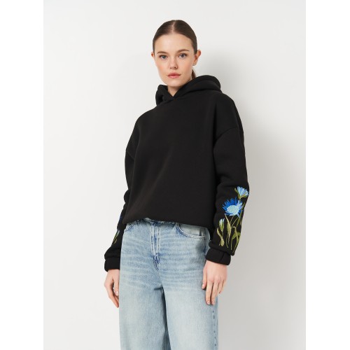 Худі жіноче тепле Malta 25/Ж616/1-14-В з вишивкою Волошки Худі жіноче тепле Malta 25/Ж616/1-14-В з вишивкою Волошки